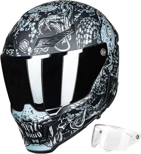 Vista 12 de ILM Cascos para Motocicleta para Adultos Hombres Mujeres Casco Integral DOT ECE con Visor Dual para Carreras en Calle con Pinlock Modelo MF509