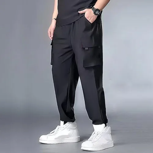 Vista 3 de LCMTWX Pantalones deportivos para hombre, pantalones secos para exteriores, pantalones Quik, pantalones deportivos con cordón y bolsillos