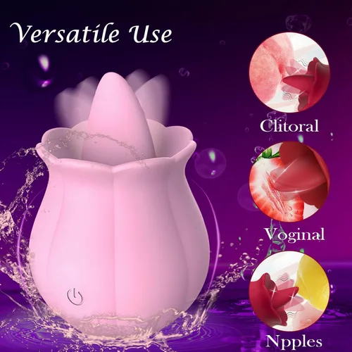 Vista 3 de Juguetes Sexuales Vibrador Dildo Rosa, Juguete para Adultos con 10 Velocidades de Vibración para Mujeres Clítoris Pezón, Juguete Sexual de Lengua