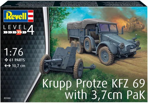 Vista 2 de Revell 03344 Krupp Protze KFZ 69 con 1.5 in Pak 1:76 Kit de modelo a escala 1:76