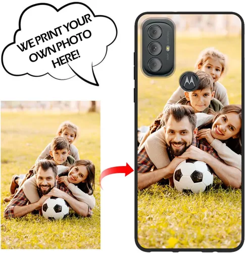 Vista 5 de Funda de teléfono con foto personalizada para Motorola Moto G Power 2022 con imagen, texto, logotipo, nombre, funda negra suave, regalo único