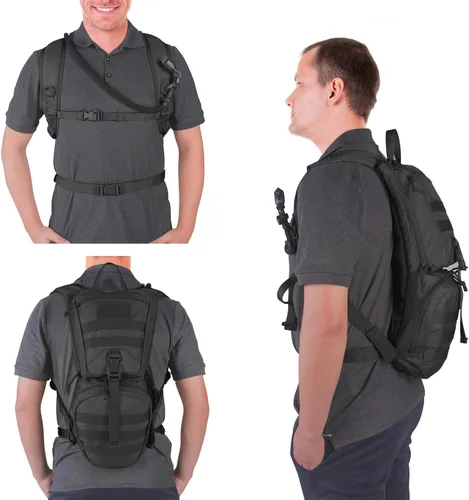 Vista 5 de Unigear Mochilas Tácticas de Hidratación 1050D con Vejiga de Agua de 3L, Paquete de Aislamiento Térmico Mantiene el Líquido Fresco hasta por 4 Horas