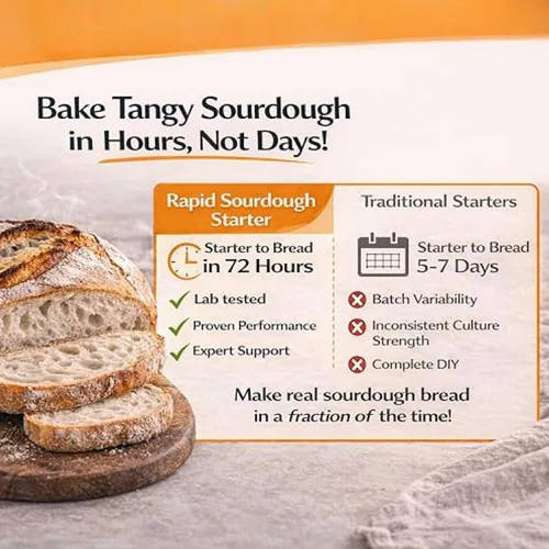 Vista 4 de Cultures for Health Rapid Sourdough Starter - Hornea pan de masa madre artesanal en 72 horas - Cultura viva deshidratada para pan casero, masa