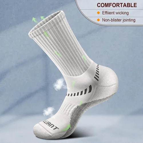 Vista 5 de BULLIANT Calcetines deportivos para hombre, calcetines deportivos de compresión acolchados para hombres, para correr al aire libre, senderismo, arco