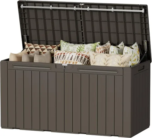 Vista 25 de Devoko Caja de cubierta de 29 galones, caja de almacenamiento al aire libre de resina impermeable Bloqueable y resistente a los rayos UV