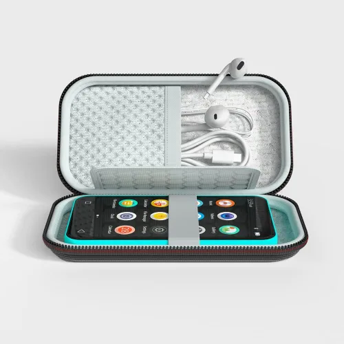 Vista 2 de TIMMKOO Reproductor de MP3 con Bluetooth, MP3 y MP4 para auriculares, cable USB y tarjeta de memoria (azul)