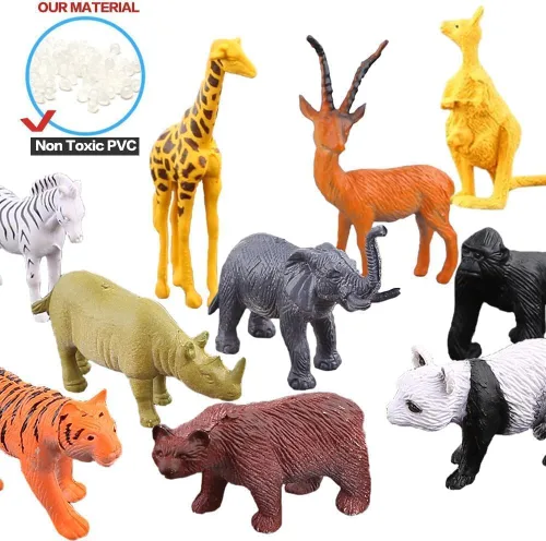 Vista 6 de ValeforToy 54 Figuras de animales pequeños de la jungla con caja de regalo. Juguetes para regalar en fiestas para niños, infantes.