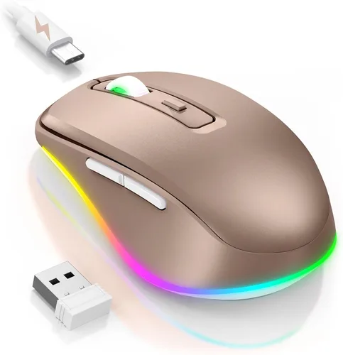 Vista 26 de PEIOUS Ratón Inalámbrico Jiggler – Ratones Inalámbricos LED con Jiggler Mover Integrado, Ratón Móvil Recargable para Computadora con Movimiento