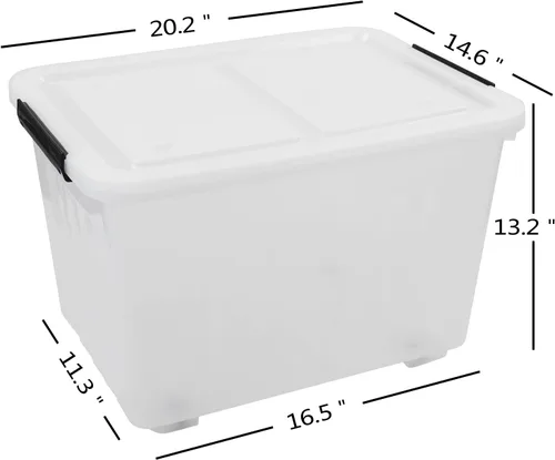 Vista 3 de Cajas de almacenamiento de 50 cuartos de galón con ruedas, cubos grandes de plástico para almacenamiento, juego de 4