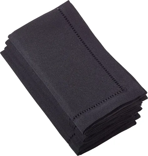 Vista 37 de SARO LIFESTYLE Servilleta de cóctel con borde cosido (juego de 12), negro, 6"x6