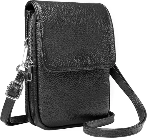 Vista 15 de befen Bolsos cruzados pequeños de cuero genuino para mujer, bolsa cruzada para teléfono celular con ranuras para tarjetas de bloqueo RFID