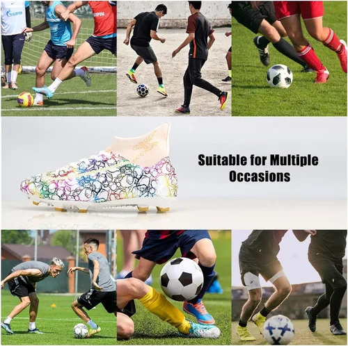 Vista 5 de Juzecx Zapatos de fútbol para hombre y mujer, botas de fútbol de alta calidad, ligeras y transpirables, tenis de fútbol de uñas largas, suela