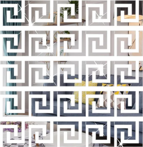 Vista 8 de SelfTek 30 calcomanías acrílicas de pared de espejo, calcomanías para despegar y pegar, azulejos, borde de bricolaje, calcomanías adhesivas