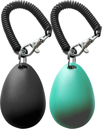 Vista 2 de Clicker de entrenamiento para mascotas con correa de muñeca - Clickers de entrenamiento para perros (negro + verde azulado)