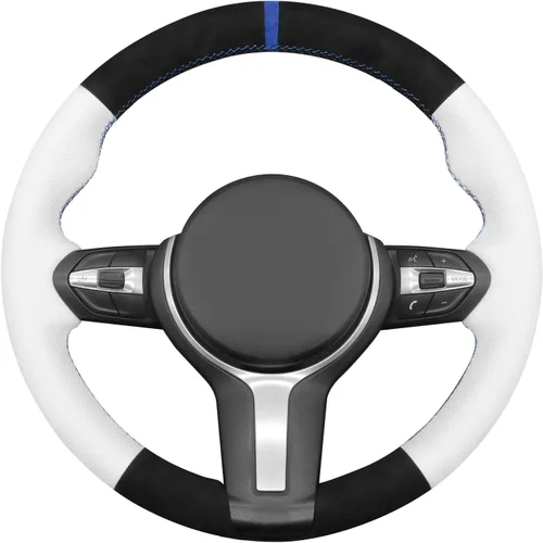 Vista 14 de MEWANT - Funda para volante de automóvil cosida a mano de Athsuede para BMW F87 M2 F80 M3 F82 M4 M5 F12 F13 M6 F85 X2 X5 M F86 X6 M F33 F30 M