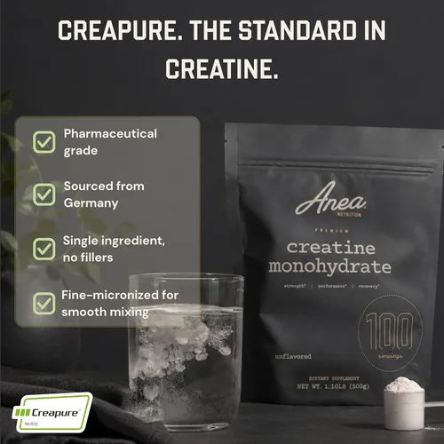 Vista 3 de Monohidrato de creatina de anea, monohidrato de creatina micronizada, para hombres y mujeres, 0.18 onzas por porción, sin rellenos, sin gluten, sin