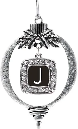 Vista 26 de Inspired Silver - Adorno con dije de reina de rodillo - Adornos navideños cuadrados de plata con joyas de circonita cúbica