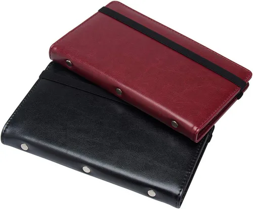 Vista 5 de Organizador de libro de tarjetas de visita de piel sintética con cierre elástico, 240 tarjetas, color negro