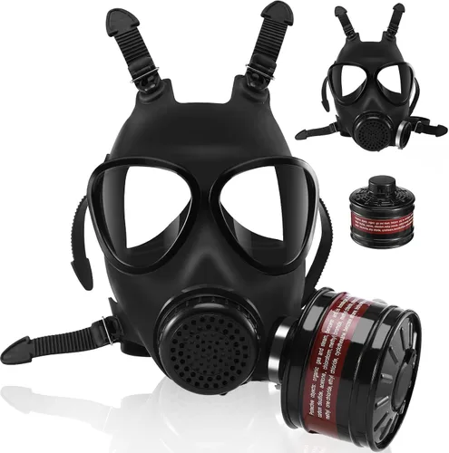Vista 9 de Máscara respiradora de cara completa, máscaras de gas de supervivencia nuclear y química para pintura, soldadura, trabajo industrial