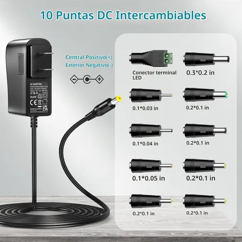 Vista 2 de 12V 3A Fuente de alimentación AC/DC Cargador DC 12V Cable