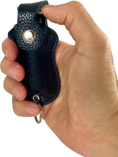 Vista 5 de 1/2 oz. Spray de pimienta con funda de agarre y accesorio de llavero, gatillo de brillo de bloqueo de giro de seguridad, fórmula de máxima