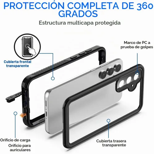 Vista 5 de AICase para Samsung Galaxy S24 Funda impermeable transparente con protector de pantalla incorporado, a prueba de nieve, polvo, golpes, certificación