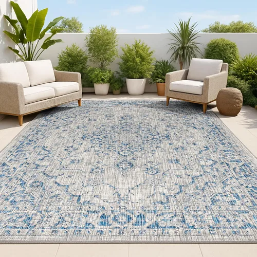 Vista 16 de JONATHAN Y Alfombra bohemia con medallón para interiores y exteriores, 2 x 8 pies, color gris/negro, tejido texturizado Rozetta para patio trasero