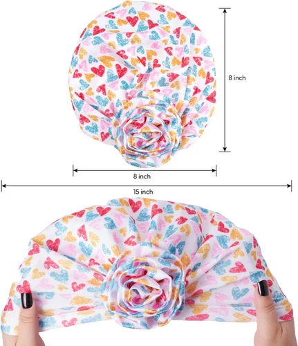 Vista 4 de Red by Kiss Turbante con nudo superior preatado para niños, turbante africano de elastano suave, ropa elástica para la cabeza, envoltura