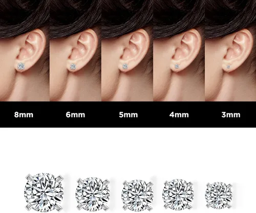 Vista 9 de Minkaa Daisy 5 pares de aretes tipo dormilona con circonita cúbica, no alérgicos de acero inoxidable 316L, para pieles sensibles, para mujeres