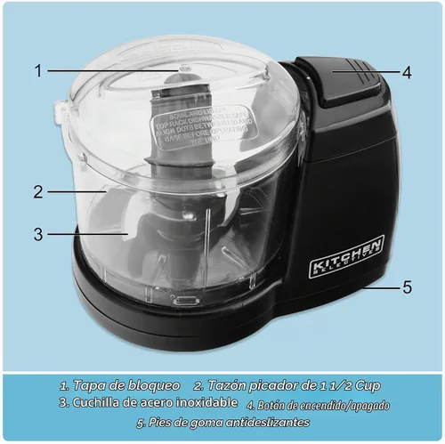 Vista 7 de Kitchen Selectives Mini Chopper de Select Brands - Mini picadora eléctrica de alimentos para electrodomésticos de cocina - Cuenta con piezas aptas