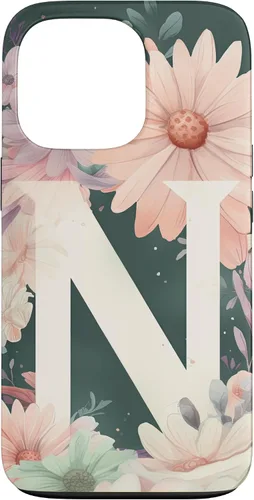 Vista 10 de iPhone 16 Beautiful Daisy Flowers Initial Letter N Monogram Watercolor Case