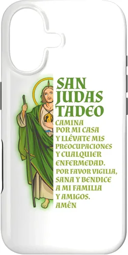 Vista 32 de Funda para iPhone 16 San Judas Tadeo con Oración