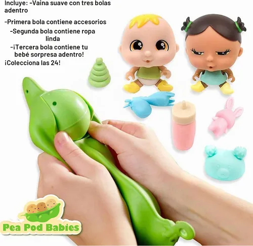 Vista 4 de Nature Bound Pea Pod Babies Bundle (juego de 4) – Juguetes coleccionables sorpresa misteriosos con mini bebé, ropa y accesorios – Muñeca pequeña