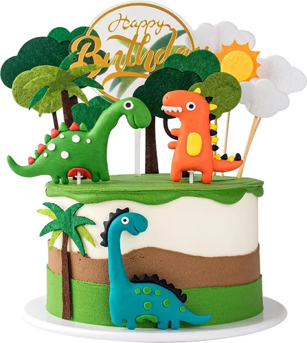 Vista 8 de 10 piezas de decoración de pastel de dinosaurio, decoraciones de pastel de dinosaurio, decoraciones de pastel para fiesta temática de dinosaurios