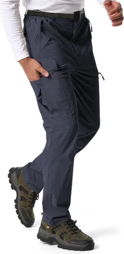 Vista 11 de Pantalones de senderismo para hombre, ligeros, transpirables, con 6 bolsillos, para verano, casual, de secado rápido, impermeables, pantalones