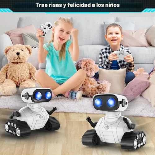 Vista 5 de Hamourd Juguetes robot para niños y niñas de 3 años, robots de control remoto recargables, robot emo con demostración automática, cabeza y brazos