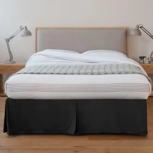 Vista 9 de LUX Décor Falda de Cama King de 16 Pulgadas de Caída - Falda de Cama Plisada de Microfibra Cepillada - Fácil Ajuste, Resistente a Arrugas y Negro