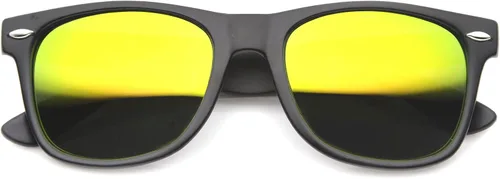 Vista 9 de zeroUV Gafas de sol de estilo con borde de cuernos grandes de la lente del color del flash reflexivo mate plano