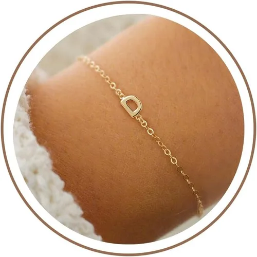 Vista 18 de Turandoss - Pulseras de oro con iniciales para mujeres y niñas - Joyería ideal para regalo - Pulsera chapada en plata u oro de 18 k con letras