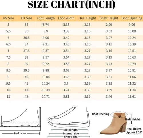 Vista 6 de Botas de tobillo para mujer con corte en V, puntera puntiaguda, tacón grueso, cremallera lateral, botas Chelsea