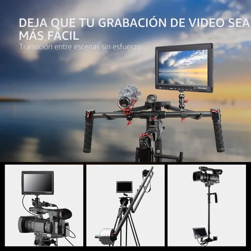 Vista 6 de FEELWORLD FW759 7 pulgadas Cámara DSLR Monitor de campo HD Asistencia de vídeo Slim IPS 1280x800 4K HDMI 1080p con sombrilla