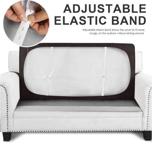 Vista 4 de Fundas de cojín tipo cuero para sofá, juego de fundas protectoras de muebles para sillón seccional, sofá biplaza de tela de elastano elástica