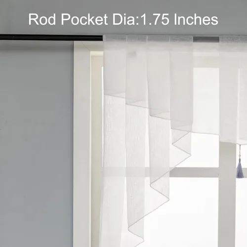 Vista 5 de PearAge Cortinas traslúcidas con cenefa para sala de estar, cenefa para ventanas de granja, cortinas festoneadas a medida con bolsillo para barra