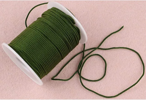 Vista 4 de Cuerda de nailon trenzado de 3 capas para jardinería, manualidades, fabricación de pulseras (0.059 in-164 pies, verde militar)