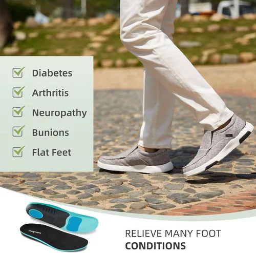 Vista 3 de OrthoComfoot Zapatos ortopédicos cómodos sin cordones para hombre con soporte de arco, mocasines ortopédicos para fascitis plantar, zapatos de lona