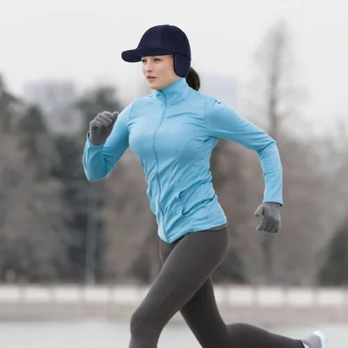Vista 7 de Gorra de béisbol de forro polar para mujer, con orejera, impermeable, para invierno, calentador de oídos, para correr