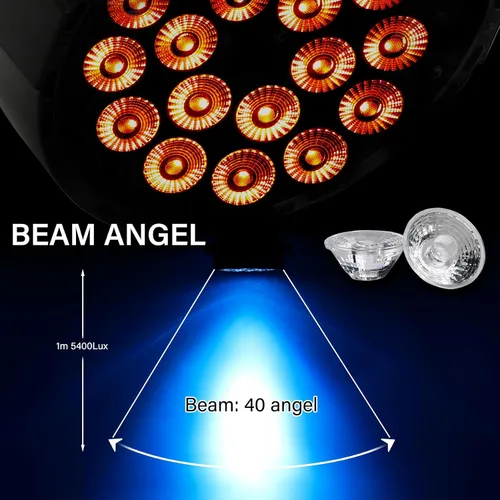 Vista 6 de DMX RGBWA - Luz Par de 180 W, UV 6 en 1, 18 luces LED Par 64 Luces de club de DJ con sonido activado para DJ Disco Club Festival Boda Fiesta Iglesia