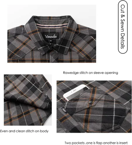 Vista 4 de Camisa casual de franela a cuadros sin mangas con bolsillo para hombre