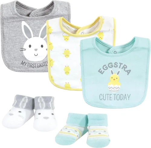 Vista 210 de Hudson Baby Conjunto de babero y calcetines unisex de algodón para bebé