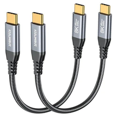 Vista 22 de ZeroneTeck Cable USB C de 40Gbps para Thunderbolt 4 de 0.5 pies, 6 pulgadas, transferencia de datos de 40Gbps, [8K@60Hz/Dual 4K@60Hz] Cable corto